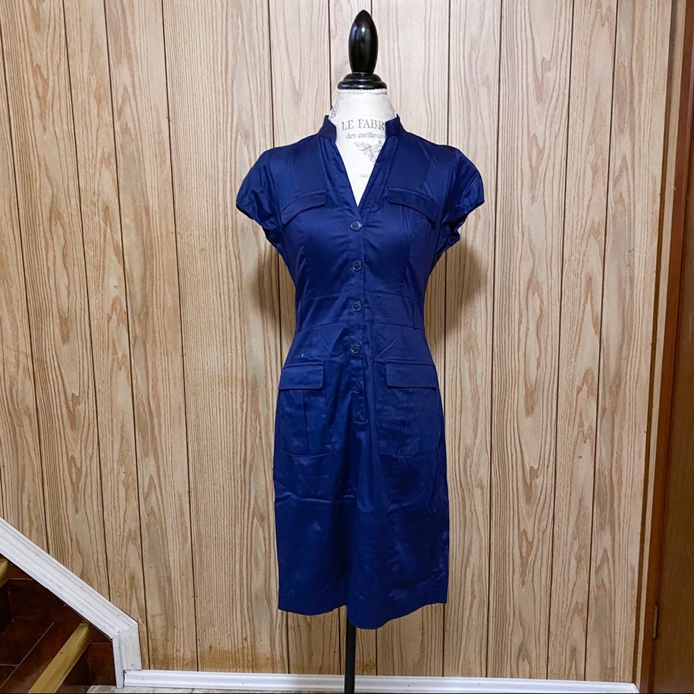 H&M Pencil V-neck Button Front Dress in Purple